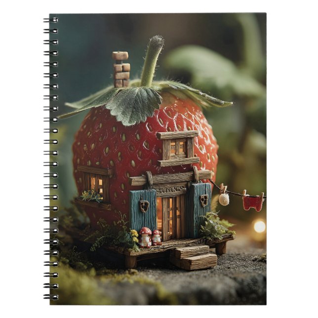 Carnet Maison de fée en fraise avec ligne de lessive mini (Devant)