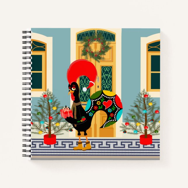 Carnet Maison de Noël portugaise décorée avec un coq (Devant)