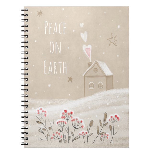 Carnet Maison de Noël rustique en neige (Devant)