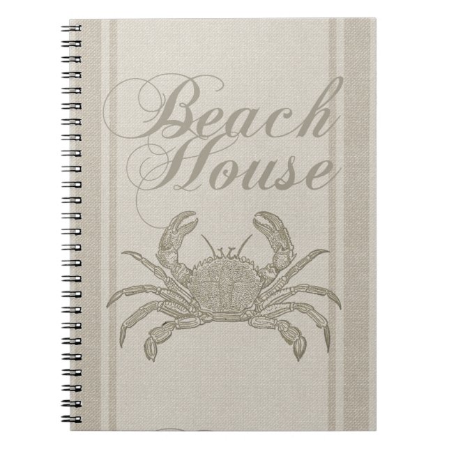 Carnet Maison de plage crabe rivage côtier vintage (Devant)