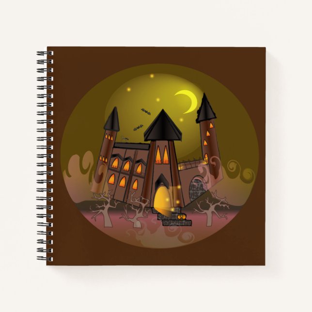 Carnet Maison de sorcière éffrayante Halloween et château (Devant)