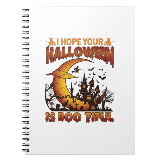 Carnet Maison Hantée Halloween Boo Tiful Croissant de Lun (Devant)