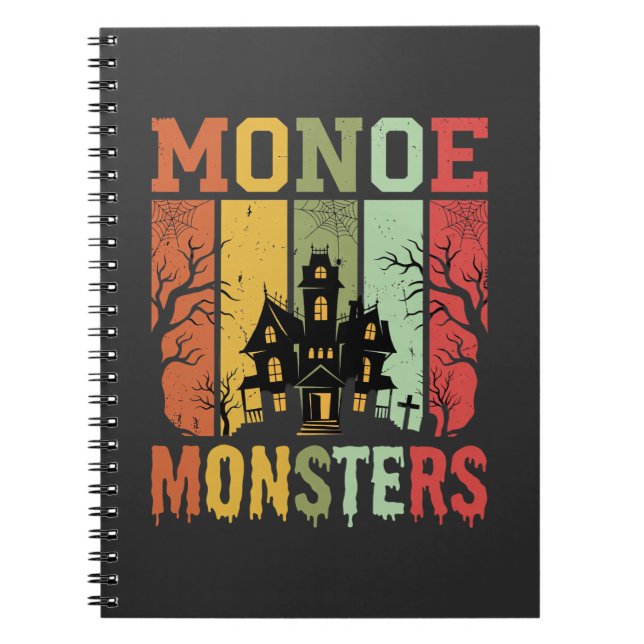 Carnet Maison Hantée Halloween Monstres Rétro (Devant)