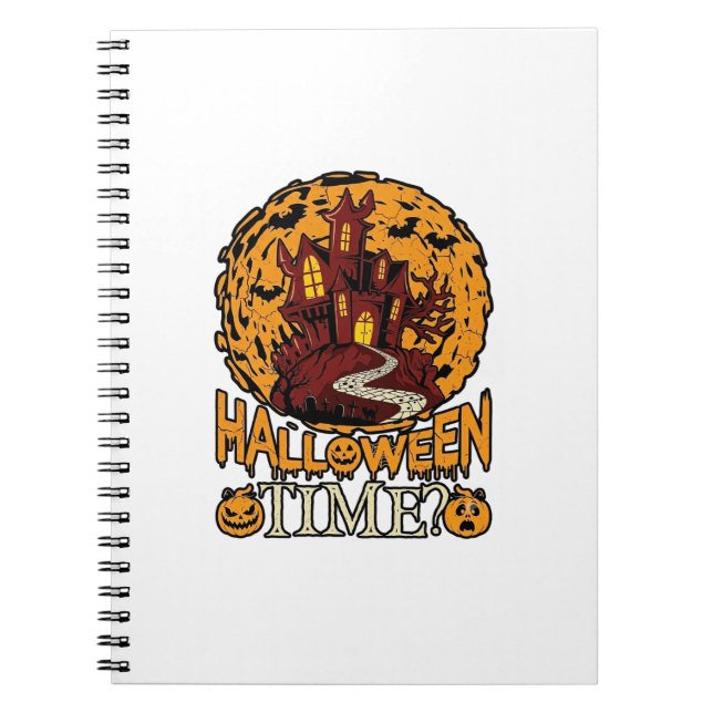 Carnet Maison Hantée Halloween Pleine Lune Citrouilles (Devant)