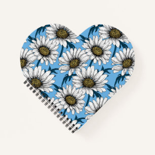 Carnet Maisonnettes, fleurs sauvages sur bleu