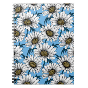 Carnet Maisonnettes, fleurs sauvages sur bleu