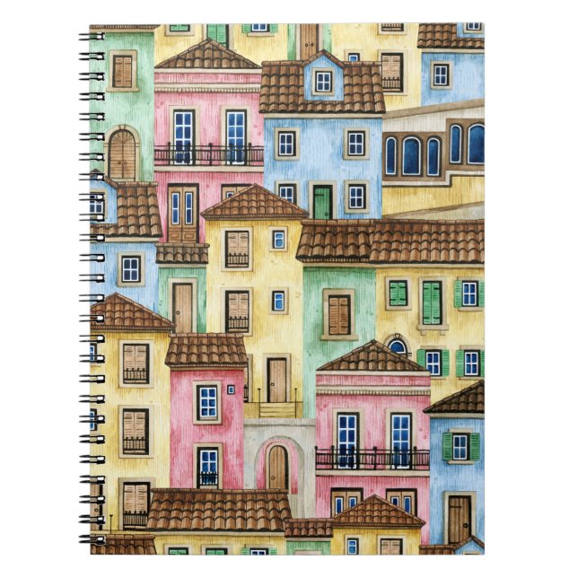 Carnet Maisons de Lisbonne : Aquarelle Motif funiculaire. (Devant)
