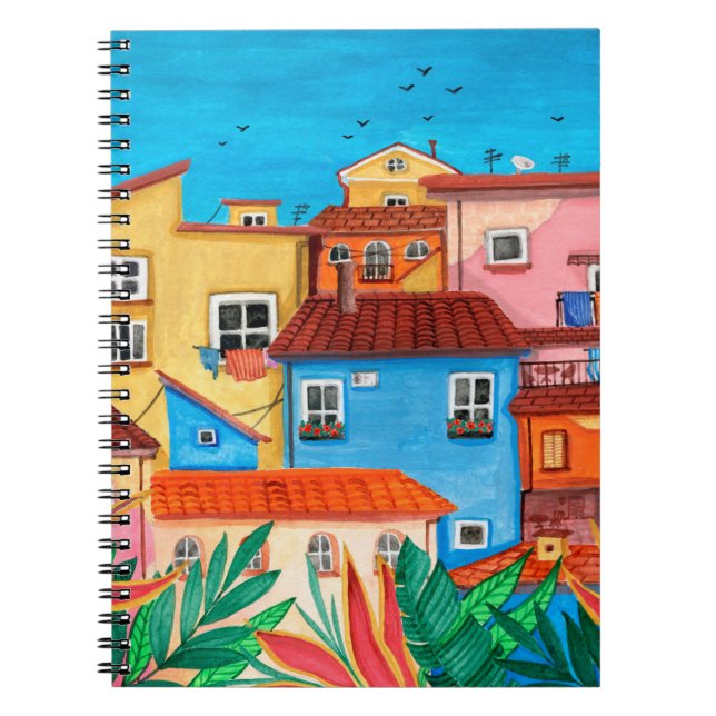 Carnet Maisons italiennes. Gouache tirée à la main (Devant)