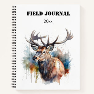 Carnet Majestic Aquarelle Portrait d'Elk, personnalisé