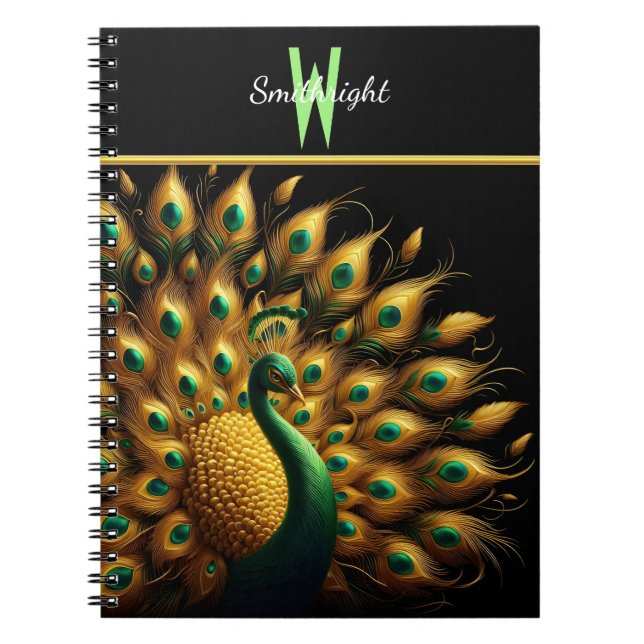 Carnet Majestic Peacock Élégance Monogramme (Devant)