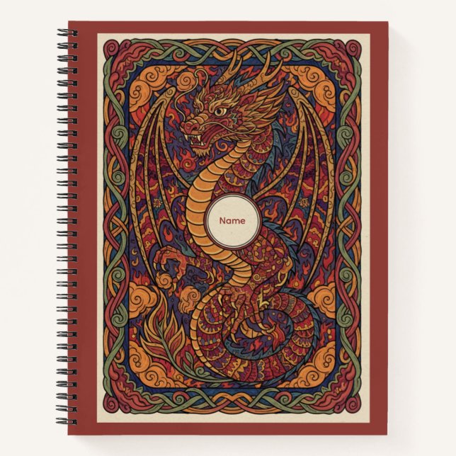 Carnet Majestic Red Dragon Celtic Knotwork Nooracle (Devant)
