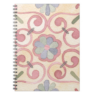 Carnet Majolique Italienne Espagnole Fleurs Roses Aquarel