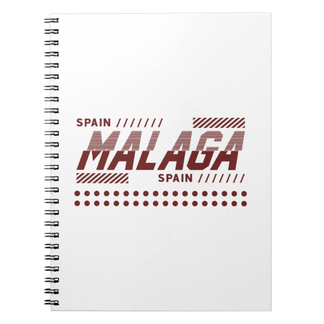 Carnet Malaga Espagne Typographie Urbaine Moderne Design (Devant)
