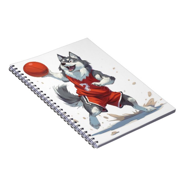 Carnet Malamute d'Alaska Jouant au Basket-ball (Côté Droit)