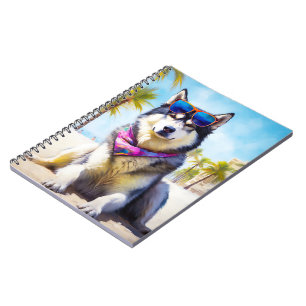 Carnet Malamute d'Alaska sur la plage, cadeau d'été