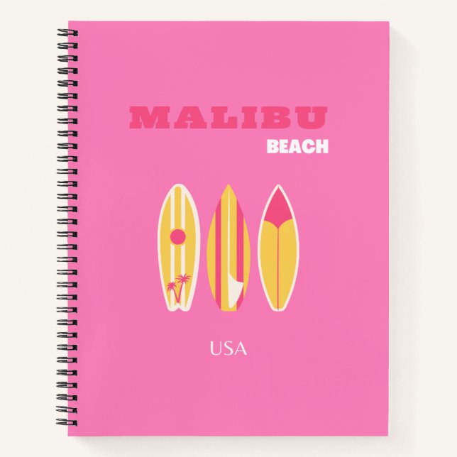 Carnet Malibu, Malibu Beach, Californie, Preppy, rose (Devant)