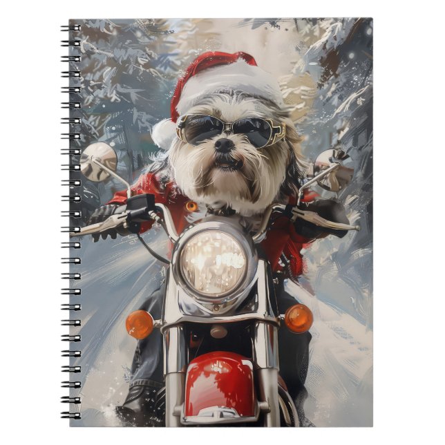 Carnet Malti Tzu Chien équitation Moto Noël (Devant)