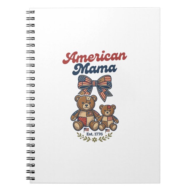 Carnet Mama Américaine Ours Patriote Patchwork Vector Des (Devant)