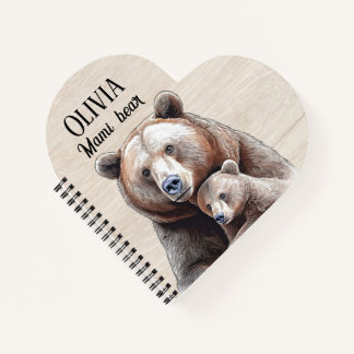 Carnet Mama Bear Heart-Shaped Personalized Notebook