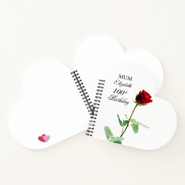 Carnet Maman 100e anniversaire Fleur de rose rouge person (Intérieur)