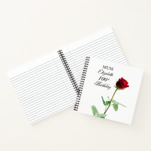 Carnet Maman 100e anniversaire Fleur de rose rouge person