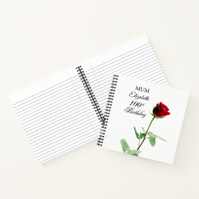 Carnet Maman 100e anniversaire Fleur de rose rouge person (Intérieur)