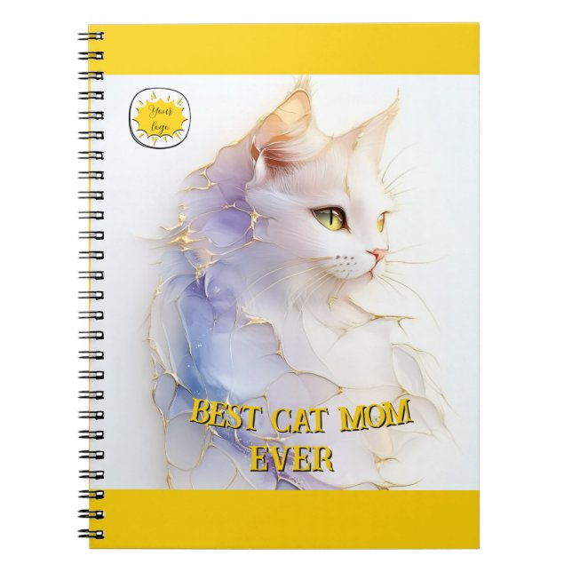 Carnet Maman amoureuse de chats Photo jaune (Devant)