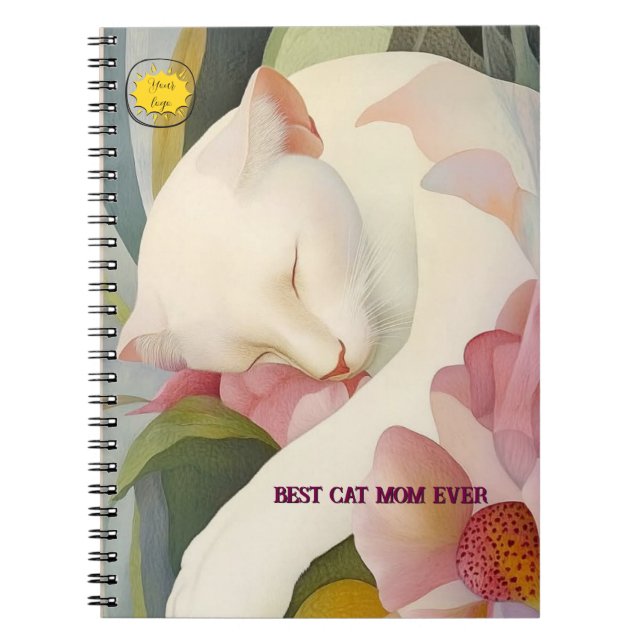 Carnet Maman amoureuse de chats Photo orange (Devant)