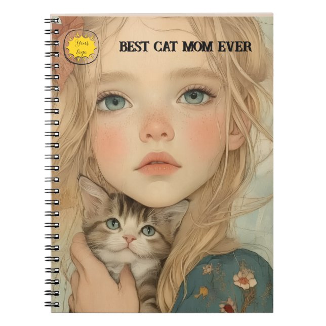 Carnet Maman amoureuse de chats Photo orange (Devant)