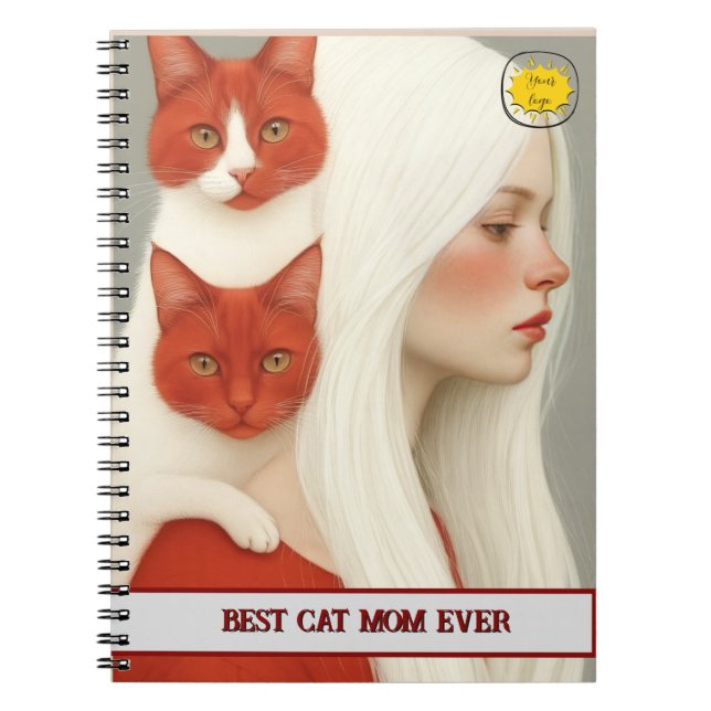 Carnet Maman amoureuse de chats Photo orange (Devant)