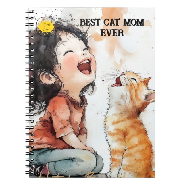 Carnet Maman amoureuse de chats Photo orange (Devant)