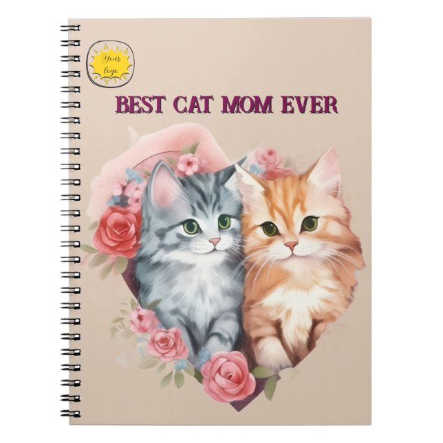 Carnet Maman amoureuse de chats Photo orange (Devant)