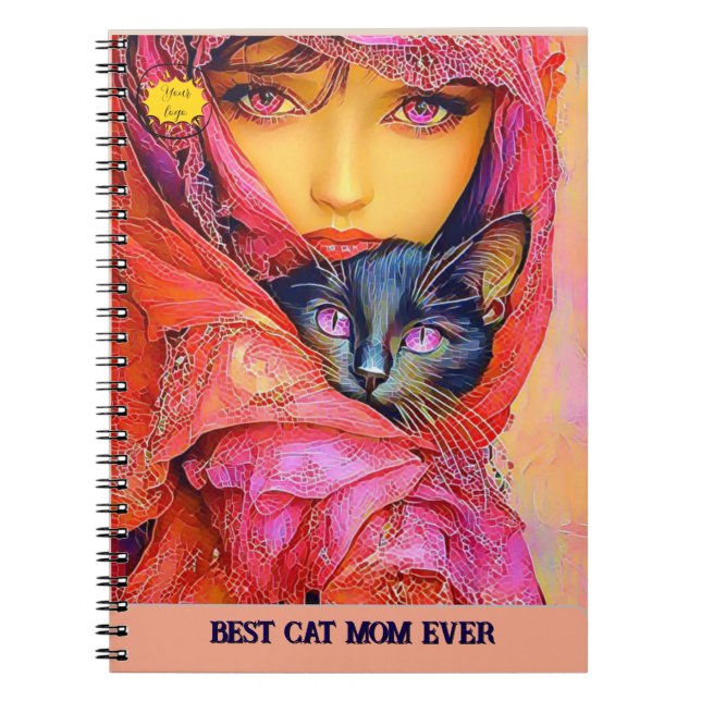 Carnet Maman amoureuse de chats Photo orange (Devant)