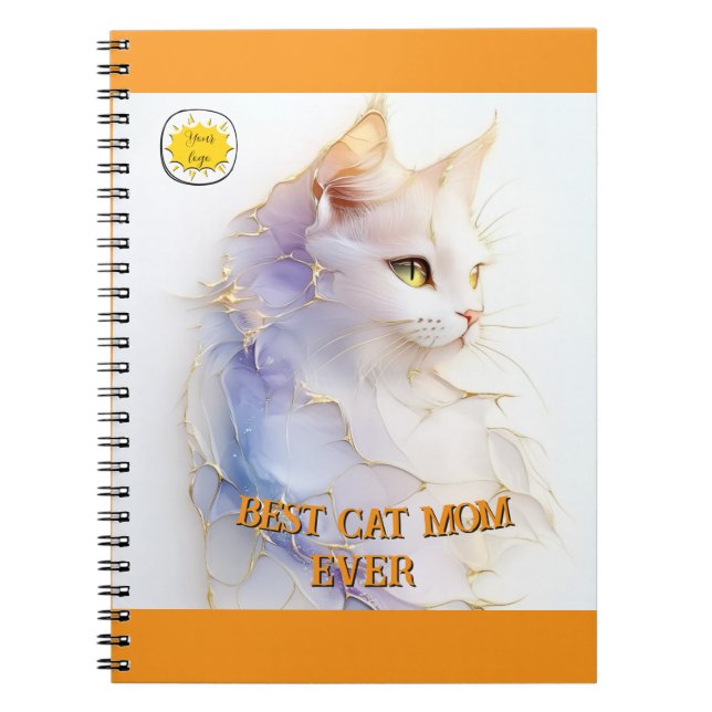 Carnet Maman amoureuse de chats Photo orange (Devant)