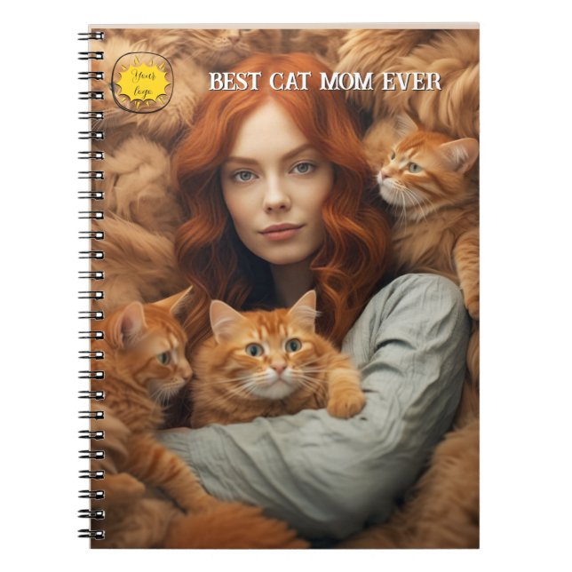 Carnet Maman amoureuse de chats Photo orange (Devant)