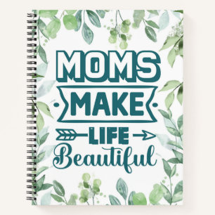 Carnet Maman Anniversaire Mot Art avec cadre de feuillage
