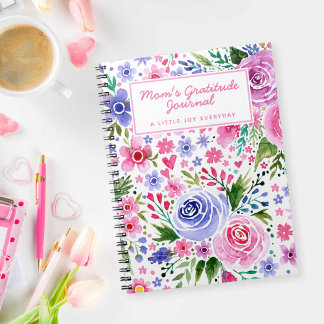 Carnet Maman Aquarelle rose et violet motif floral