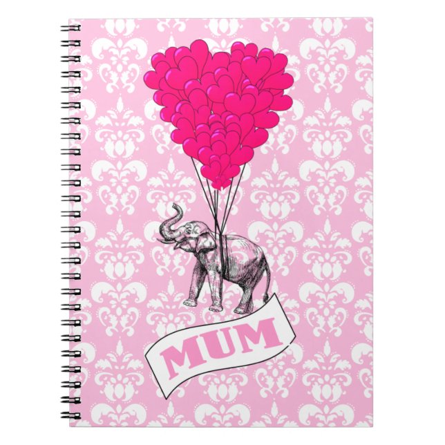 Carnet Maman avec un éléphant rose (Devant)