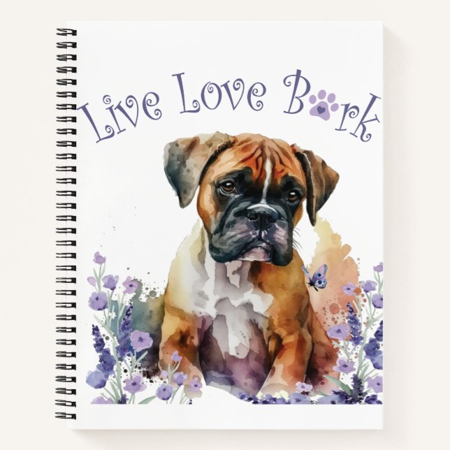 Carnet Maman Chien Boxer Floral (Devant)