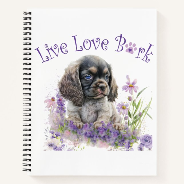 Carnet Maman Chien Cocker Spaniel Floral (Devant)