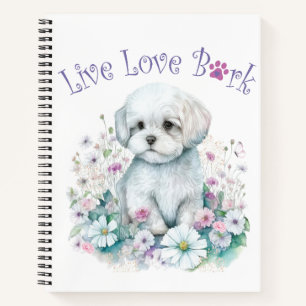 Carnet Maman chien maltais floral