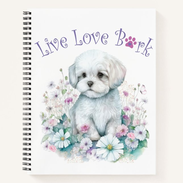 Carnet Maman chien maltais floral (Devant)
