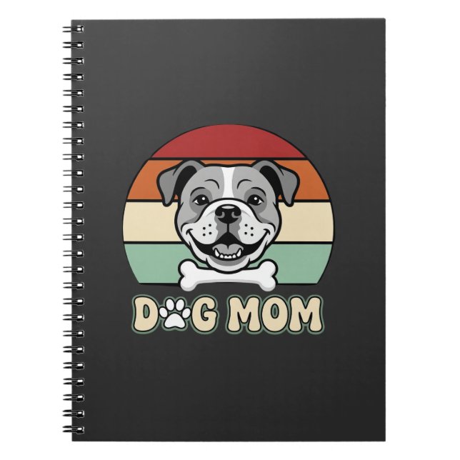 Carnet Maman Chien Rétro Vecteur Bouledogue (Devant)