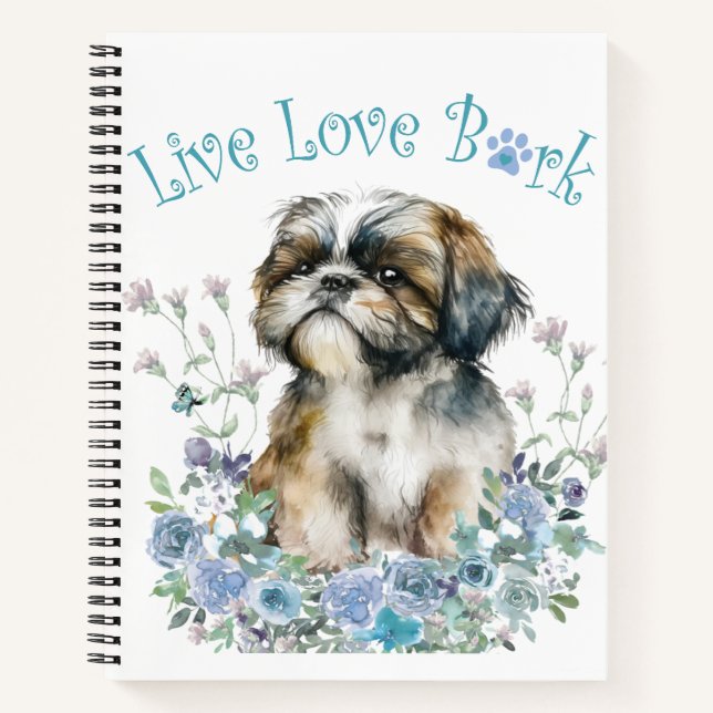 Carnet Maman chien Shih Tzu floral (Devant)