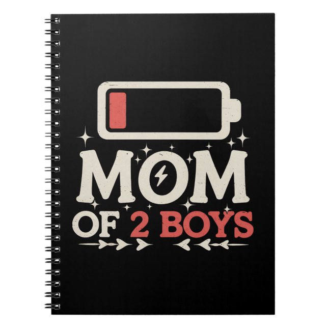 Carnet Maman de 2 garçons batterie faible Mère drôle de l (Devant)