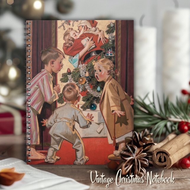 Carnet Maman embrassant le Père Noël Illustration vintage (Mommy Kissing Santa Claus Vintage Illustration Notebook)