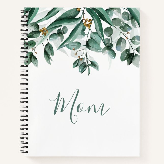 Carnet Maman Eucalyptus Folithe Moderne Aquarelle (Devant)