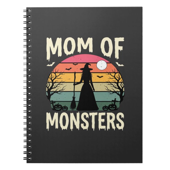 Carnet Maman Halloween de monstres Sorcière Coucher de so (Devant)