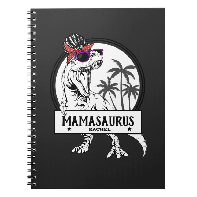 Carnet Mamasaurus Mom T rex Dino Funny Nom personnalisé (Devant)