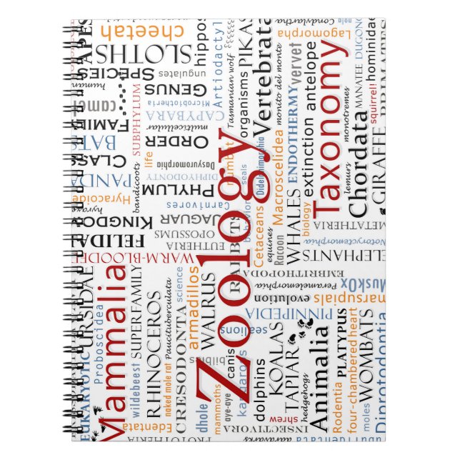 Carnet Mammifères dans la typographie (Devant)
